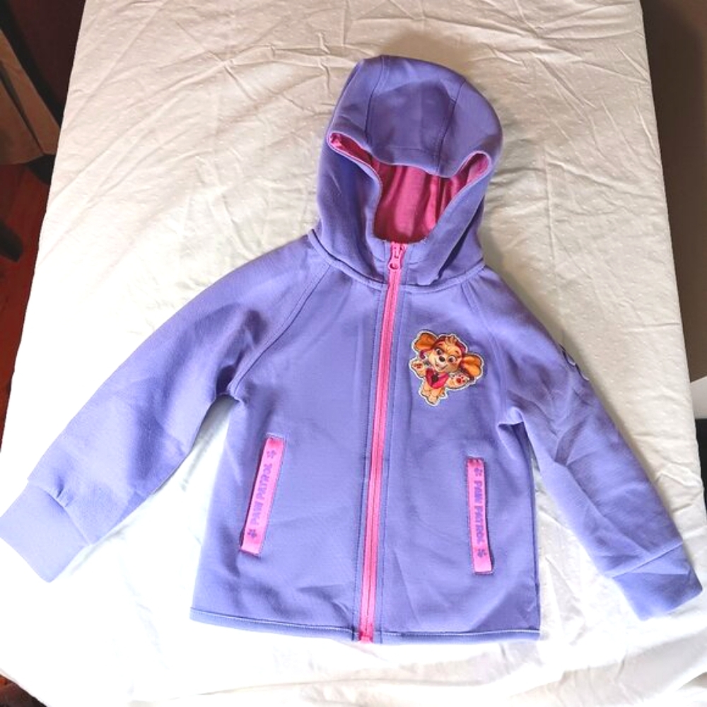 Paw Patrol Girls Purple Graphic Hoodie Full Zip Sweatshirt Nickelodeon Size 3